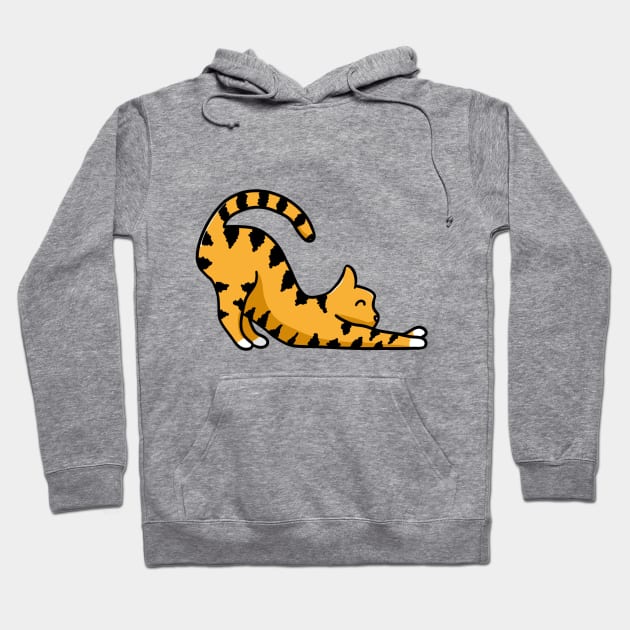 2D ginger cat stretching Hoodie by AshStore